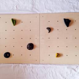 Rock Climbing Wall - Wooden Indoor Play For Kids Room - Pink Monochrome Design, Custom Made, Holds Included - thumbnail 4