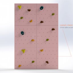 Rock Climbing Wall - Wooden Indoor Play For Kids Room - Pink Monochrome Design, Custom Made, Holds Included - thumbnail 2