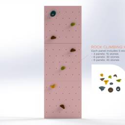 Rock Climbing Wall - Wooden Indoor Play For Kids Room - Pink Monochrome Design, Custom Made, Holds Included - thumbnail 3