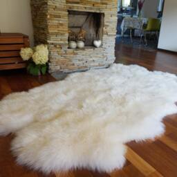 Giant Rug Four Sheepskin White Throw Genuine Leather Sheep Skin Decorative Rug - Comfy, Cozy, Natural Very Thick Classic - thumbnail 2