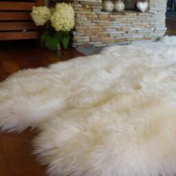 Giant Rug Four Sheepskin White Throw Genuine Leather Sheep Skin Decorative Rug - Comfy, Cozy, Natural Very Thick Classic - thumbnail 3