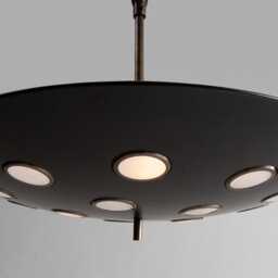 Mid-Century Modern Black Starburst Pendant Light - Gold Interior - thumbnail 3