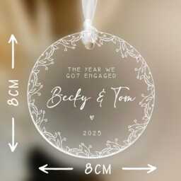 Year We Got Engaged Personalised Frosted Christmas Ornament - First Couple Gift Engagement - thumbnail 3