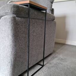 Oak & Metal Sofa Side Table - Industrial Living Room Furniture Bespoke Settee Drink Holder For Home Decor Interior Design Gifts Him - thumbnail 3