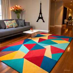 Hand-Knotted Wool Oushak Rug - Geometric Design, Living Room Area - thumbnail 1