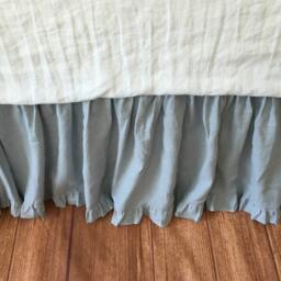 Duck Egg Blue Bedskirt With Ruffle Hem, Linen Dust Ruffles, Bed Skirts, Shabby Chic Bedding, Romantic Country - thumbnail 4