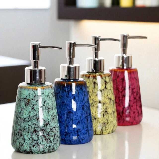 Marbled Ceramic Soap Dispenser Modern Bathroom Accessory - image 1