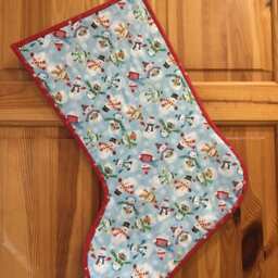 Handmade Quilted Christmas Stocking, Polar Bear & Penguin Design - thumbnail 3