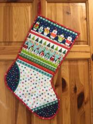 Handmade Quilted Christmas Stocking, Polar Bear & Penguin Design