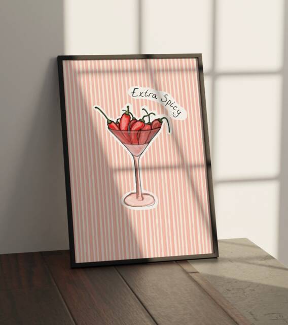 Dirty Martini Wall Art, Drink Poster - Print, Poster, Cocktail Chilli Art - image 1