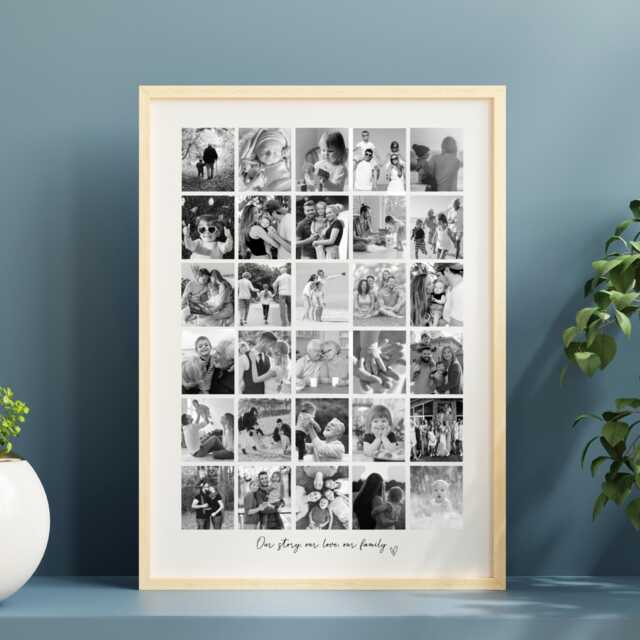 Custom Collage Wall Art, Family Picture Frame, Large 30 Photo Collage, Personalised Multi Frame Gift - image 1