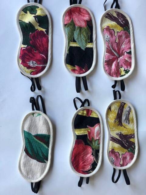 Vintage Eye Mask. Barkcloth/Cotton. Handmade Malibu California