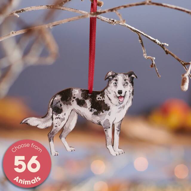 Watercolour Style Wooden Collie Dog Hanging Decoration - Handcrafted Christmas For Stylish Home D??cor, Unique Gift Idea - image 1