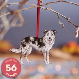 Watercolour Style Wooden Collie Dog Hanging Decoration - Handcrafted Christmas For Stylish Home D??cor, Unique Gift Idea