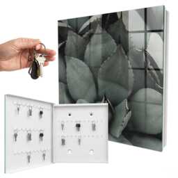 Plant Elegance Key Cabinet For Home, Gray Industrial Box, Minimalist Flowers & Plants, Lovers Of Nature Peace - thumbnail 2