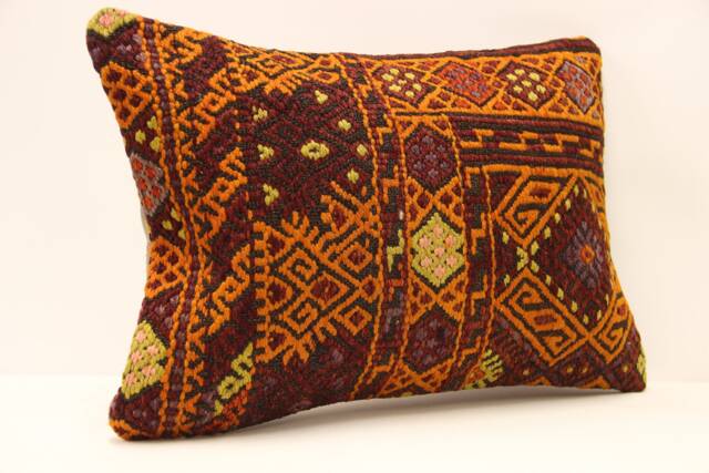 Handmade Lumbar Kilim Pillow 14x20 in - 35x50 cm Bohoturkish Kilim Cushion Cover Tribal Pillow 4Bef-411 - image 1