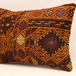 Handmade Lumbar Kilim Pillow 14x20 in - 35x50 cm Bohoturkish Kilim Cushion Cover Tribal Pillow 4Bef-411 - thumbnail 3