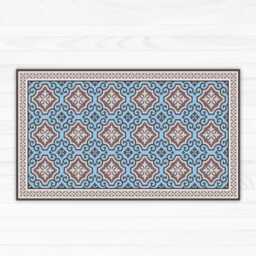 Blue Kitchen Rug, Printed On Vinyl Floor Mat. Spanish Tiles Design For The Kitchen, Kitchen Decor, Bath Mat, Pet Doormat - thumbnail 2