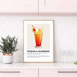 Tequila Sunrise Cocktail Poster - Art Gifts Cocktails Gift Kitchen - thumbnail 1
