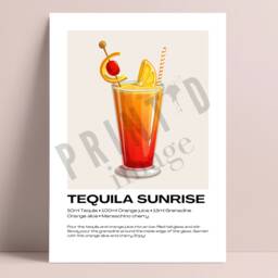 Tequila Sunrise Cocktail Poster - Art Gifts Cocktails Gift Kitchen - thumbnail 2