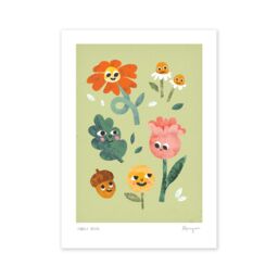 Flower Faces A4 Art Print - Illustrated Floral Decor For Bedroom, Living Room Or Gift - thumbnail 2