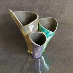 Raku Ceramic Planter Trio - Coral Reef For Succulents & Cacti Pottery Plant Vase Beach & Coastal Decor Customizable - thumbnail 2
