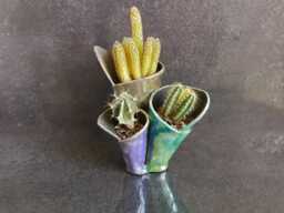Raku Ceramic Planter Trio - Coral Reef For Succulents & Cacti Pottery Plant Vase Beach & Coastal Decor Customizable - thumbnail 1