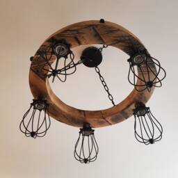 Handcrafted Wooden Pendant Light Rustic Farmhouse Chandelier - thumbnail 2