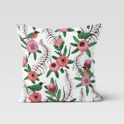 Floral Print Pillow Cases/Pink & Green Cushion Cover/Living Room Decor /Paint Effect Throw Pillow/Home Gift Decorative Accessory - thumbnail 4