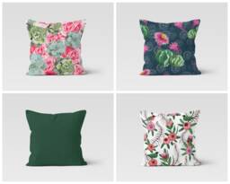 Floral Print Pillow Cases/Pink & Green Cushion Cover/Living Room Decor /Paint Effect Throw Pillow/Home Gift Decorative Accessory