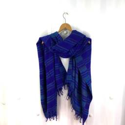 Blue Cosy Blanket 4 Parties Festivals & Snuggling. Soft, Warm & Lightweight Shawl Scarf Throw - thumbnail 4