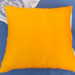 Silk Cushion Cover. Valentines Day. Heart Shapes. Hand Painted, Textural. Red, Blue, Yellow - thumbnail 2