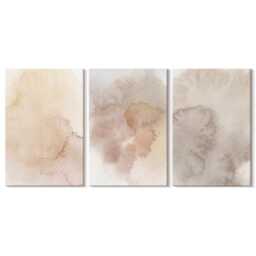 Canvas Set Of 3 Wall Art - Warm Watercolors On With Pastel Textures, Brown Photo Print, Natural Textures Hanging Piece - thumbnail 2