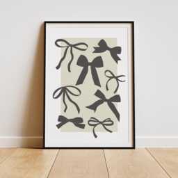 Minimalist Bow Poster Trendy Aesthetic Print, Muted Wall Art, Chic Home Decor, Modern Minimalistic Interior Design, Stylish Decor - thumbnail 2