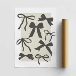 Minimalist Bow Poster Trendy Aesthetic Print, Muted Wall Art, Chic Home Decor, Modern Minimalistic Interior Design, Stylish Decor - thumbnail 3