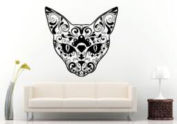 Sugar Skull Design Animal Cat Head Halloween Wall Decal Vinyl Sticker Mural Room Decor L1285 - thumbnail 1