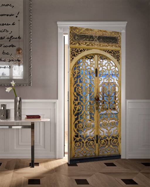 Wall Sticker Old Metal Door With Ottoman Pattern/Mosque Wallpaper/ Islamic Door Mural Peel & Stick - image 1