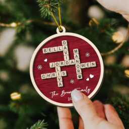Personalized Grandparents Christmas Ornament, Scrabble Grandkids Crossword Puzzle Grandparent Gift - thumbnail 3