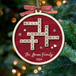 Personalized Grandparents Christmas Ornament, Scrabble Grandkids Crossword Puzzle Grandparent Gift - thumbnail 2