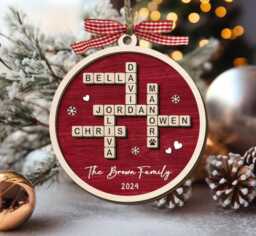 Personalized Grandparents Christmas Ornament, Scrabble Grandkids Crossword Puzzle Grandparent Gift - thumbnail 1