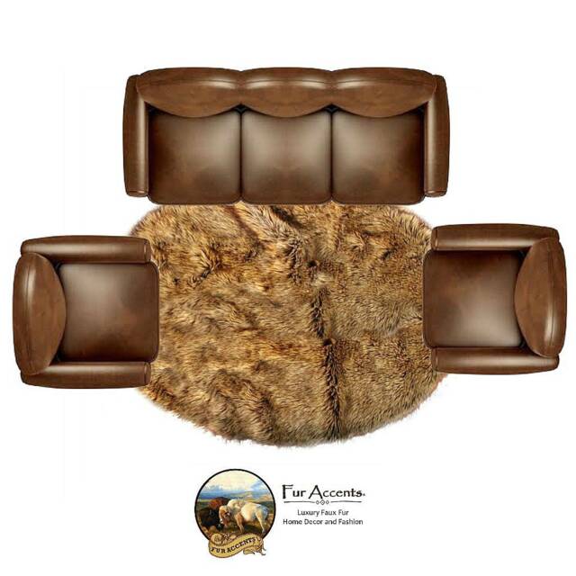 Light Wolf Faux Fur Oval Rug - Handmade Accent - image 1