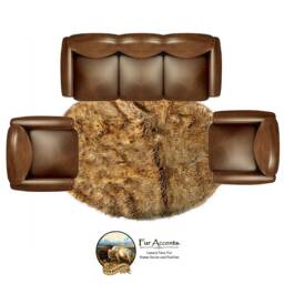 Light Wolf Faux Fur Oval Rug - Handmade Accent - thumbnail 1