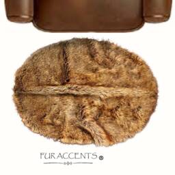 Light Wolf Faux Fur Oval Rug - Handmade Accent - thumbnail 4