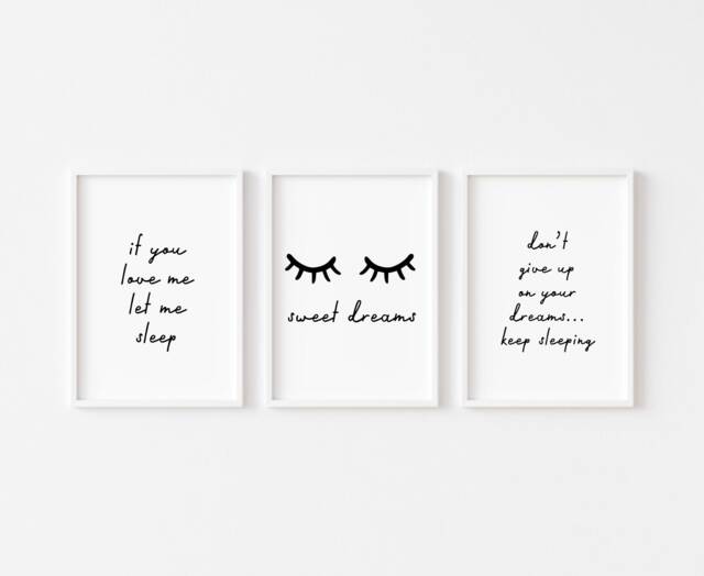 Bedroom Prints Set Of 3 - Sleep Sweet Dreams