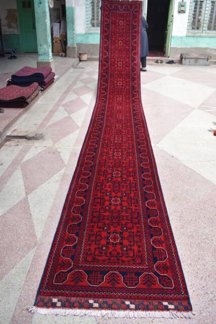 Hand-Knotted Bukhara Runner Rug 19.6 X 2.7 Ft Afghan Wool Hallway Carpet - image 1