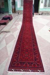Hand-Knotted Bukhara Runner Rug 19.6 X 2.7 Ft Afghan Wool Hallway Carpet - thumbnail 1