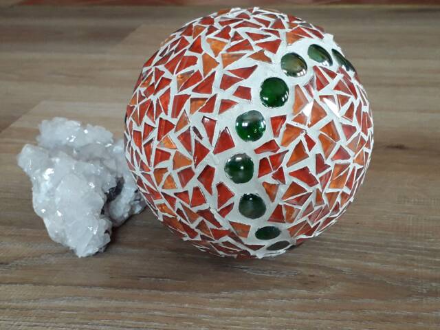 Mosaic Glass Garden Ball Upcycled Decorative Art - 15cm - image 1