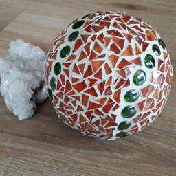 Mosaic Glass Garden Ball Upcycled Decorative Art - 15cm - thumbnail 4
