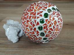 Mosaic Glass Garden Ball Upcycled Decorative Art - 15cm