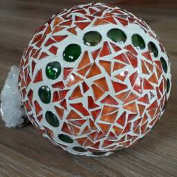 Mosaic Glass Garden Ball Upcycled Decorative Art - 15cm - thumbnail 2